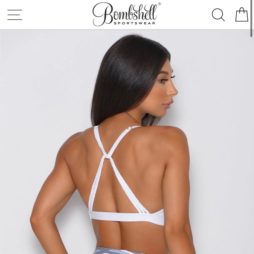 White Bombshell Braid Back Sports Bra